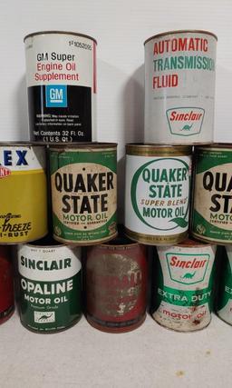 Quart oil/ fluid cans- Sinclair, Kendall, & others