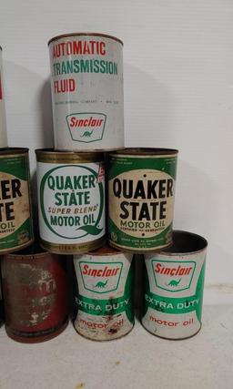 Quart oil/ fluid cans- Sinclair, Kendall, & others