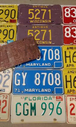 Variety of licence plates- WI, FL, ILL, MD, OH, LA