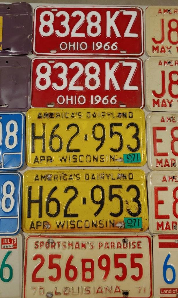 Variety of licence plates- WI, FL, ILL, MD, OH, LA