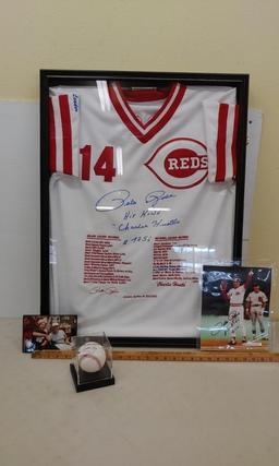 Pete Rose jersey ,photo,and ball