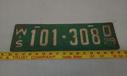 1929 WI D Truck License plate