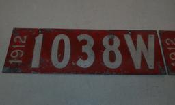 Pair 1912 Riveted WI license plates