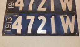 Pair 1913 Riveted WI license plates