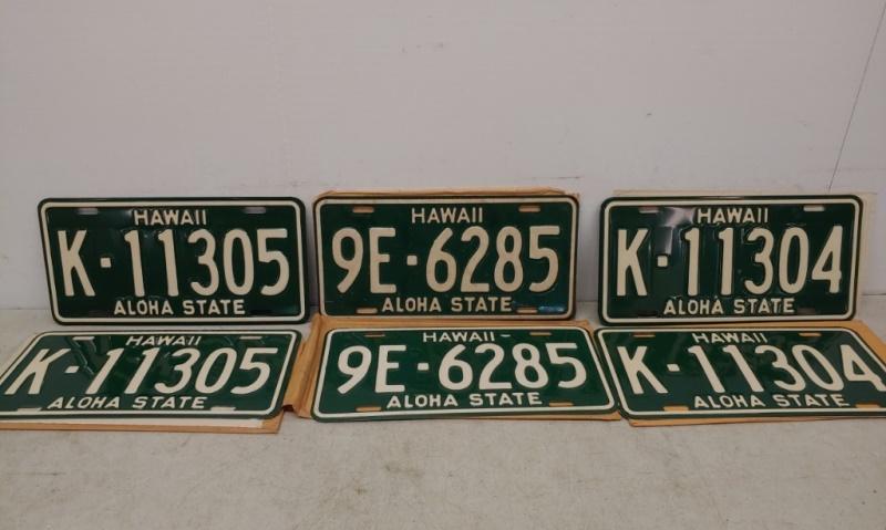 3 Pair Hawaii License Plates in Paper