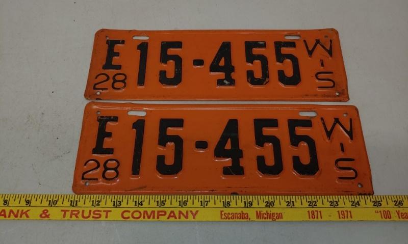 Pair 1928 WI Truck License plates