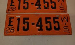 Pair 1928 WI Truck License plates