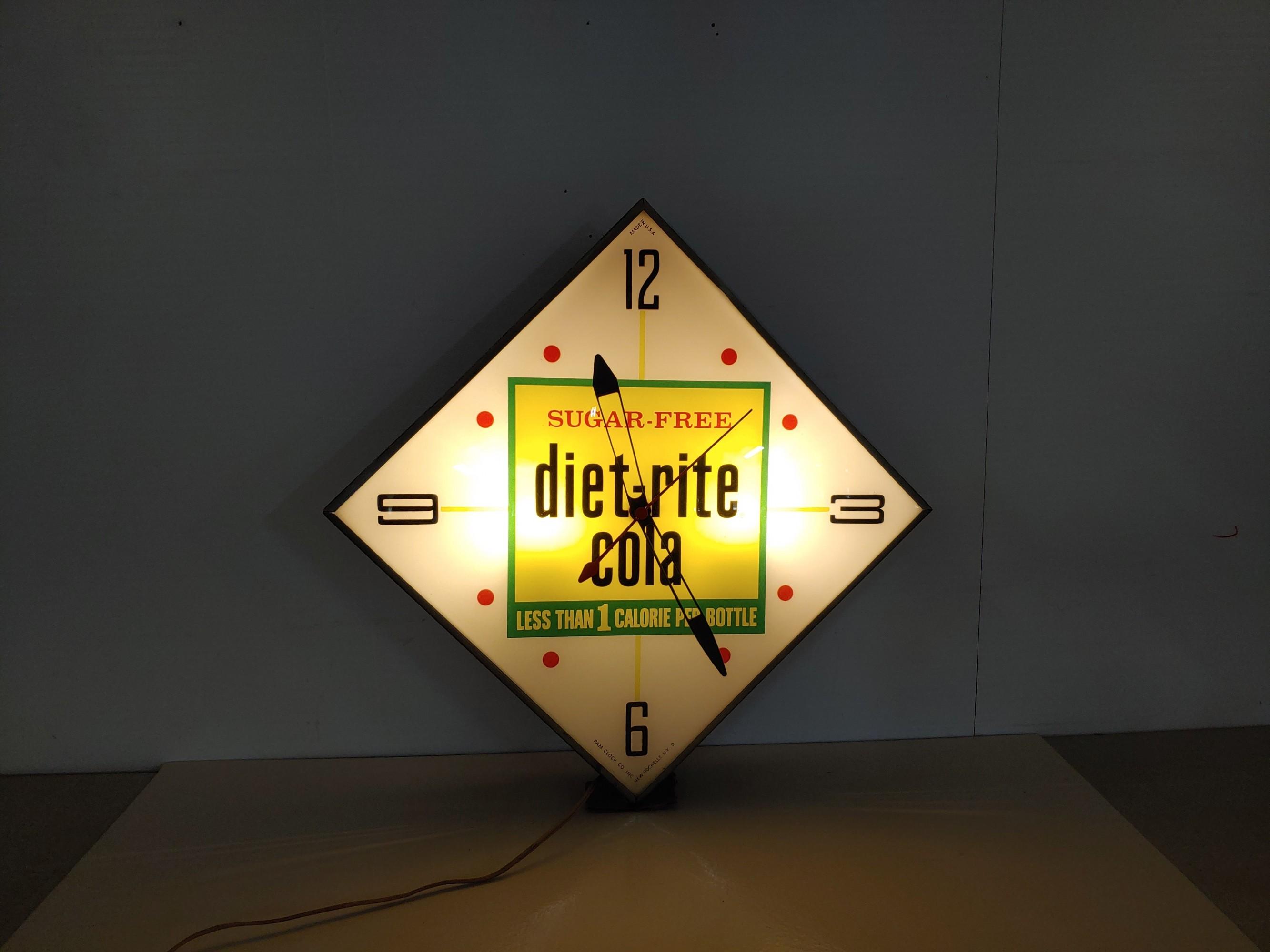 diet-rite lighted clock