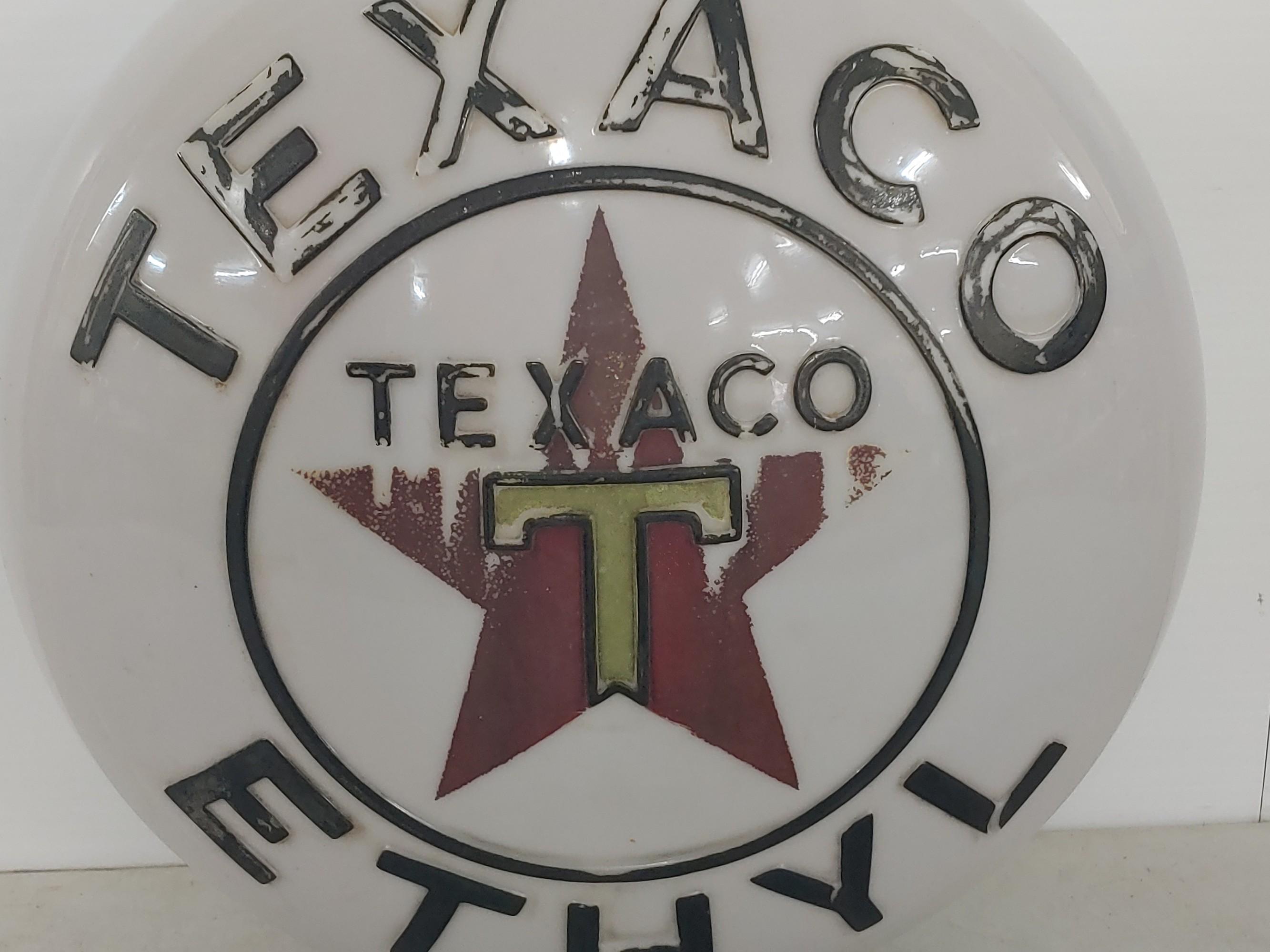 Texaco Ethty Milk Glass Gas Globe