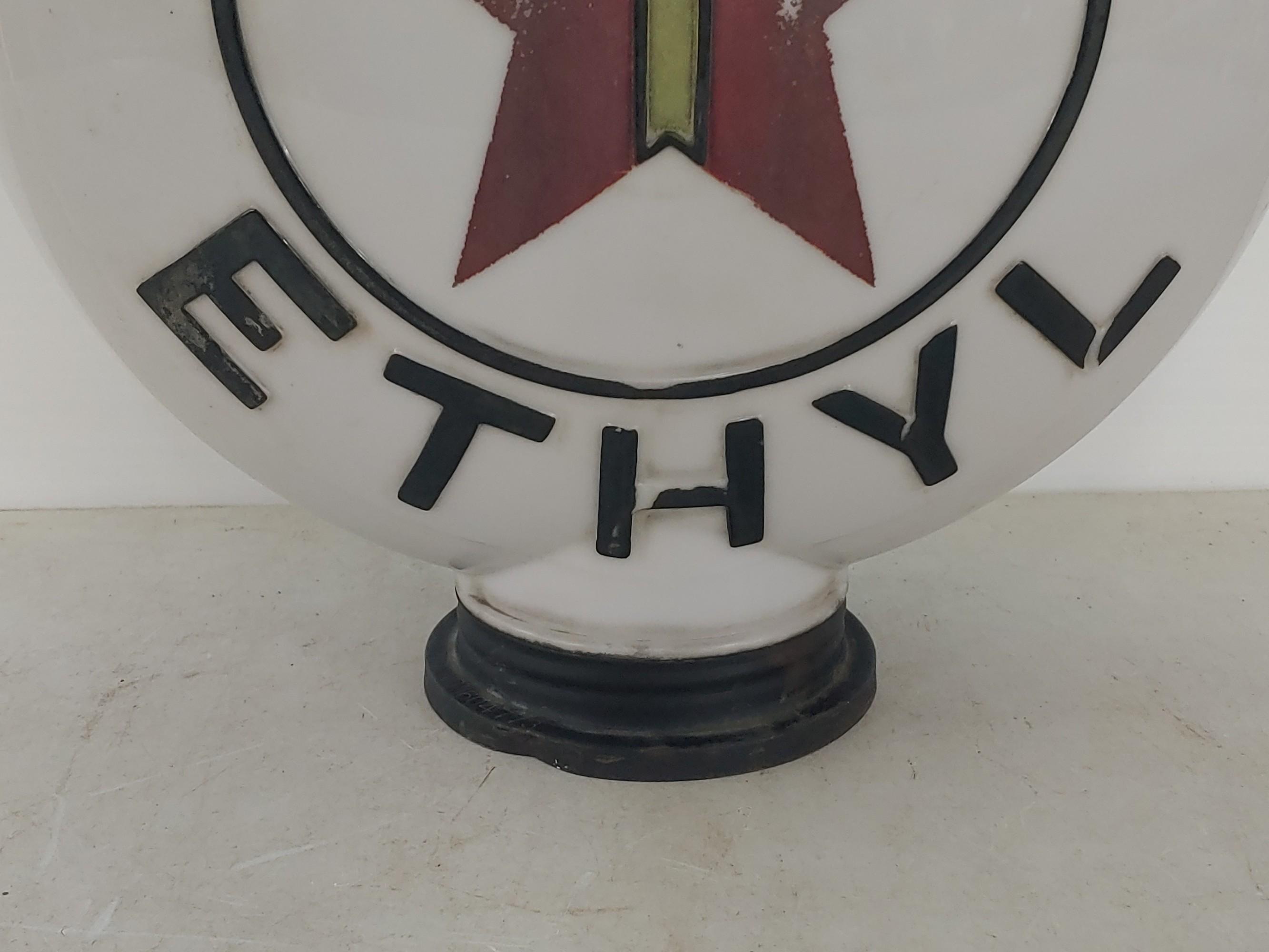 Texaco Ethty Milk Glass Gas Globe