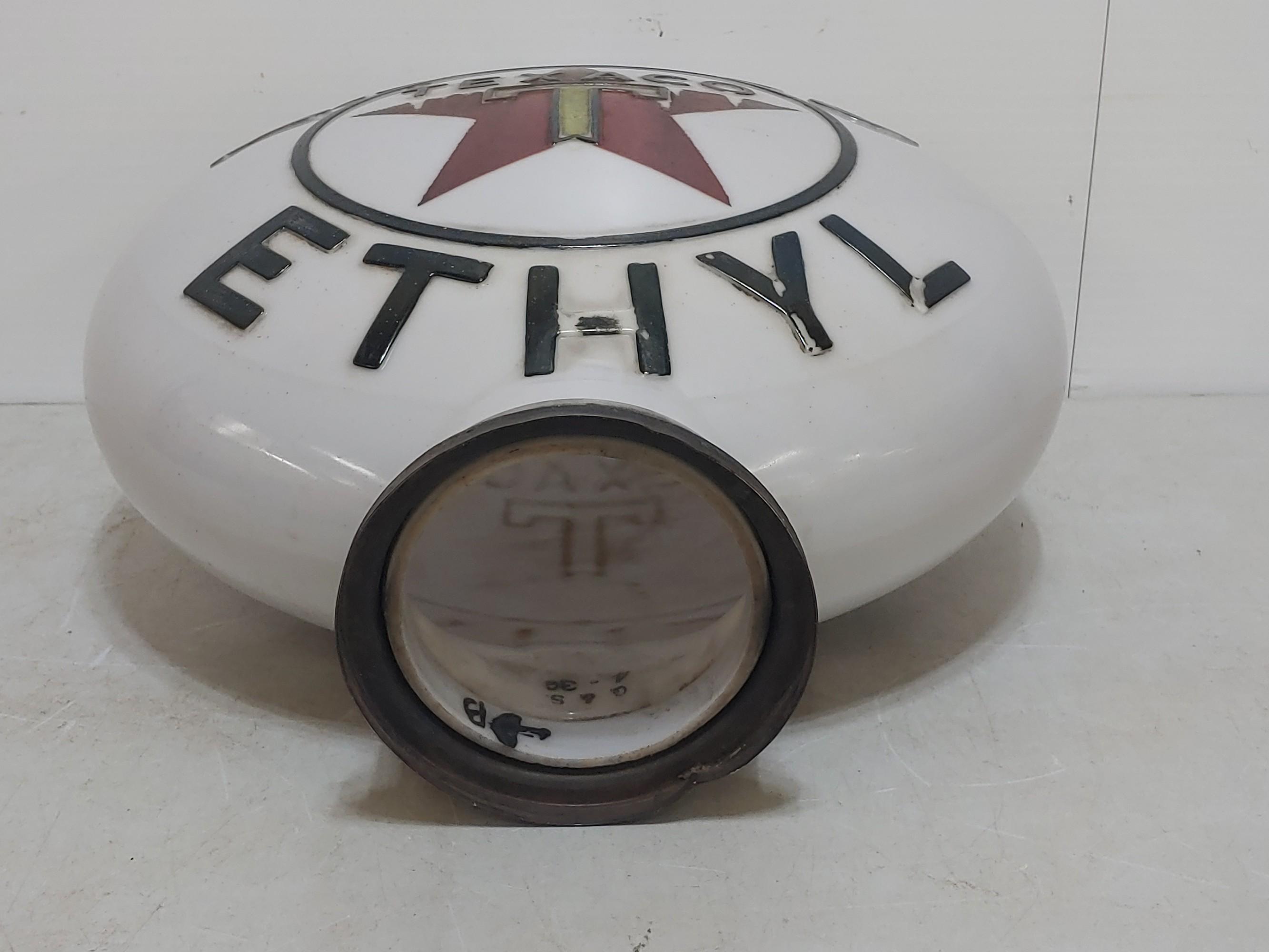 Texaco Ethty Milk Glass Gas Globe
