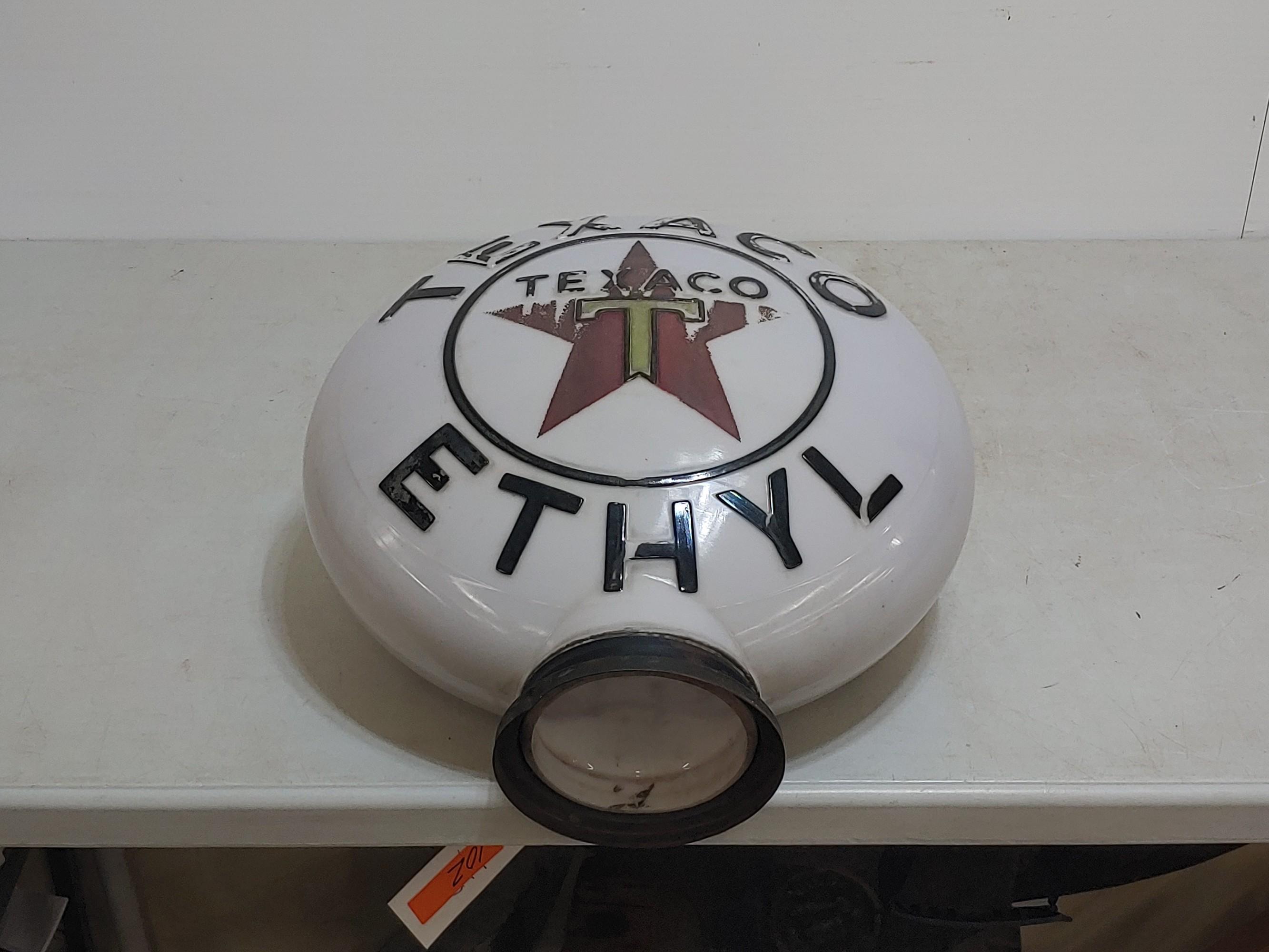Texaco Ethty Milk Glass Gas Globe