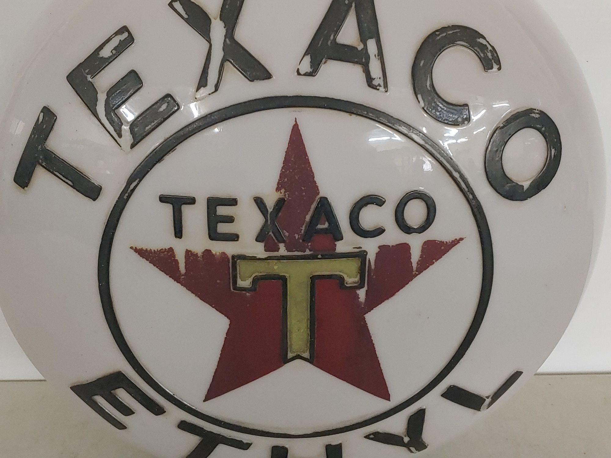 Texaco Ethty Milk Glass Gas Globe