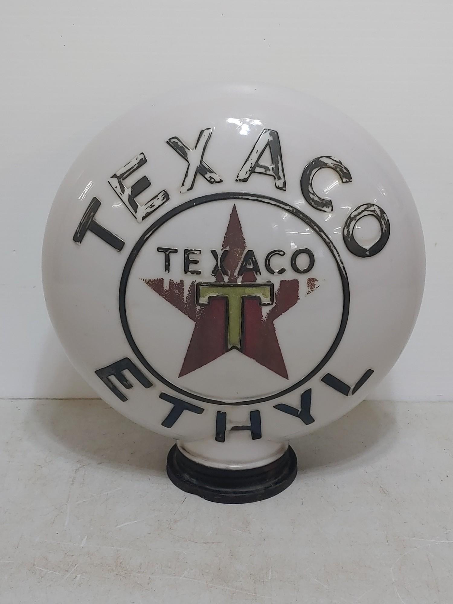 Texaco Ethty Milk Glass Gas Globe