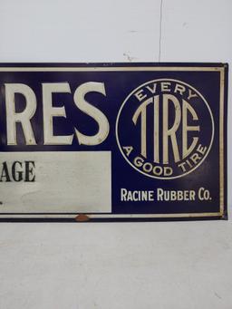 SST Racine Tires Embossed Tin Sign