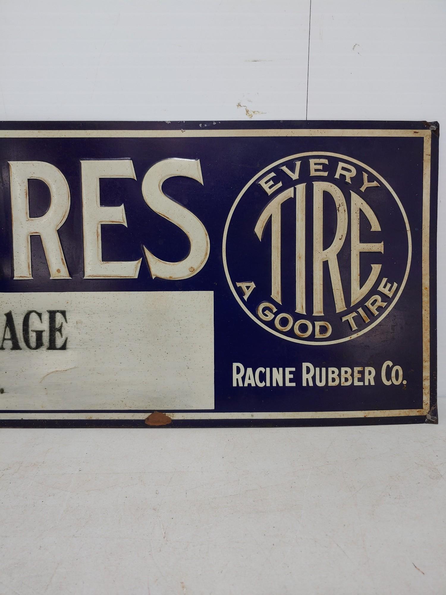 SST Racine Tires Embossed Tin Sign