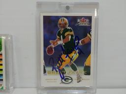 Brett Favre Two Autographed Packer Sports Cards