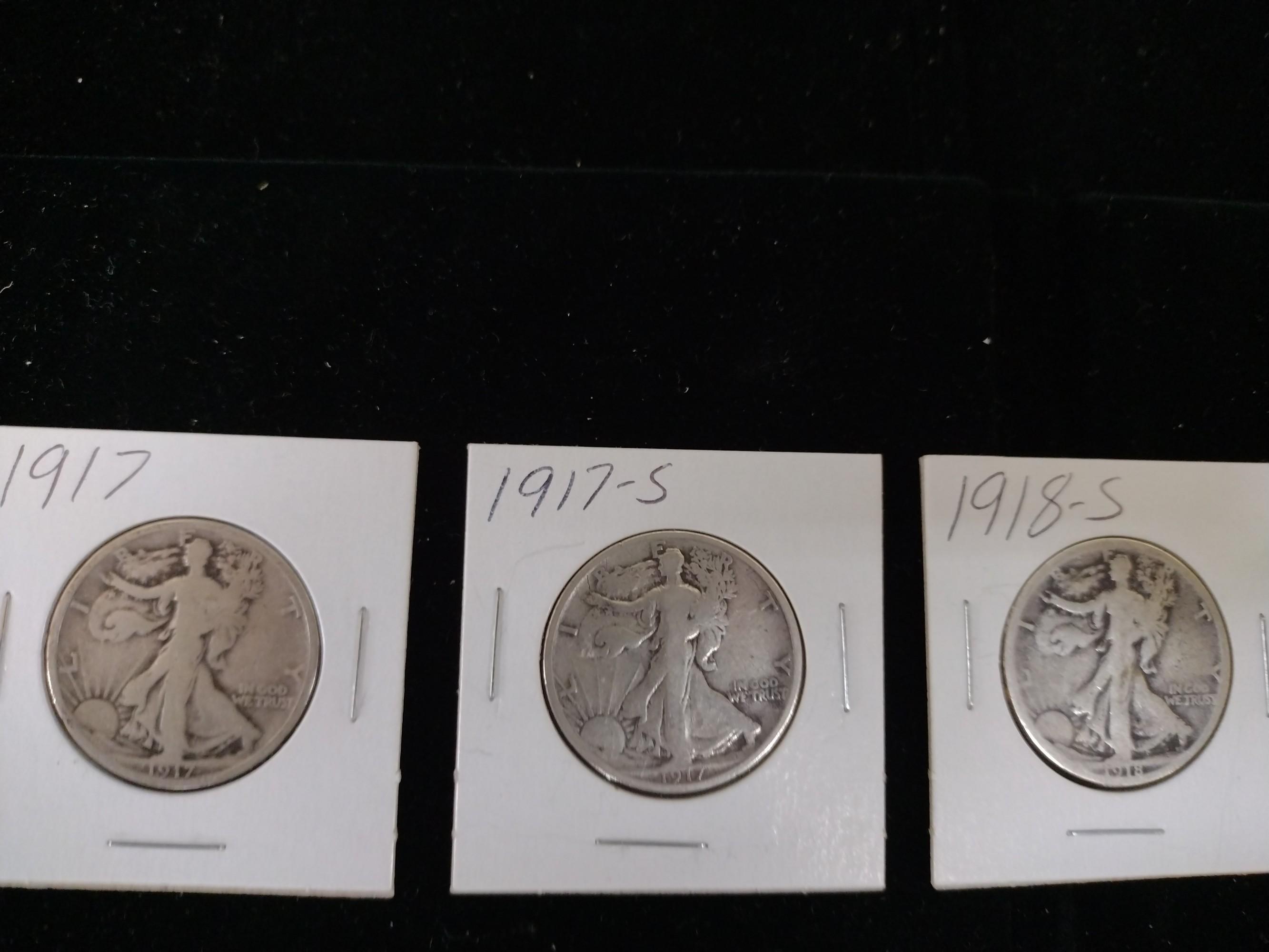 5 Walking Liberty silver 1/2dollars