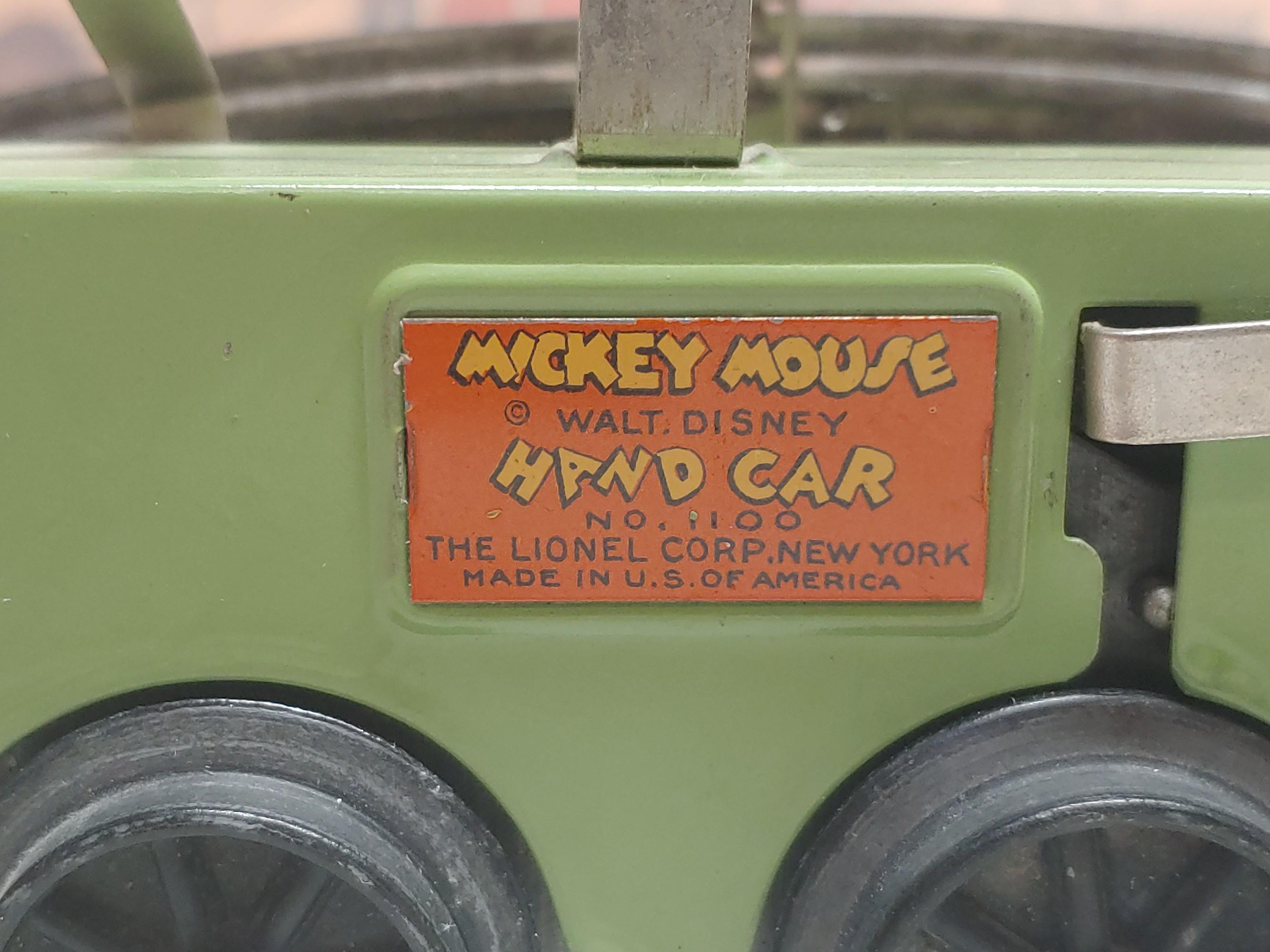 Lionel Mickey Mouse Hand Car Wind-Up Toy Set