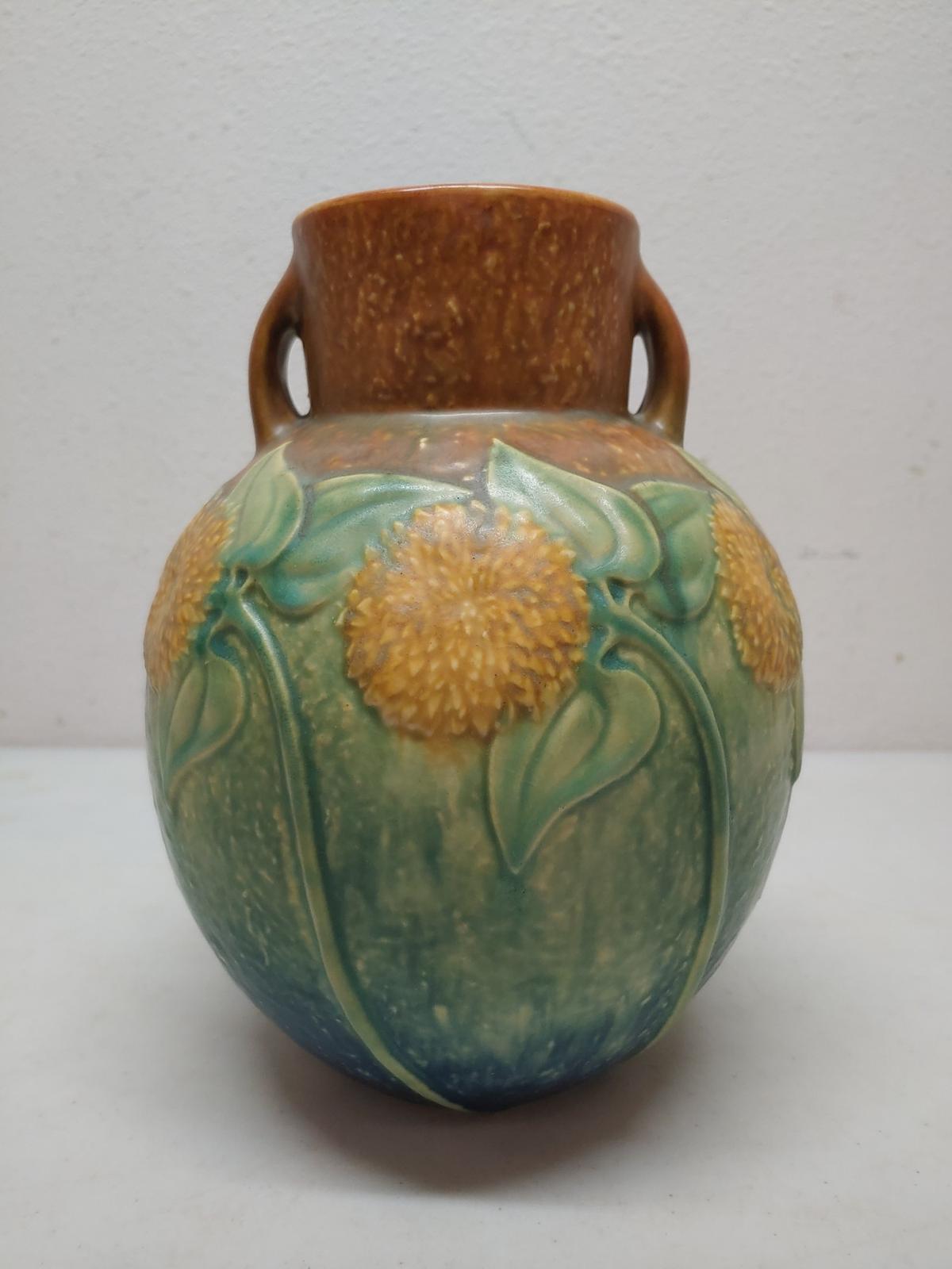 Roseville Sunflower Pottery Vase 1930 Vintage