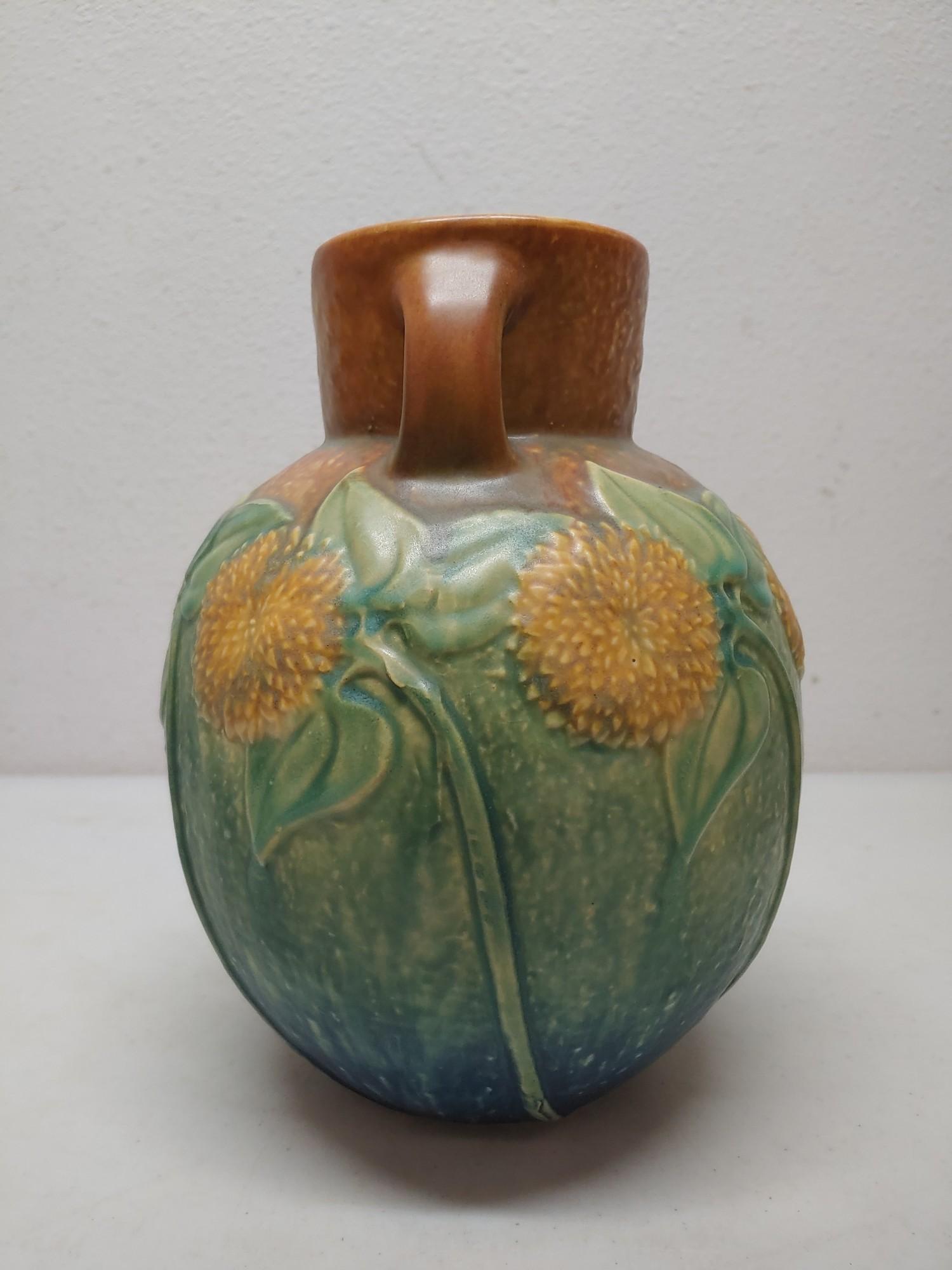 Roseville Sunflower Pottery Vase 1930 Vintage