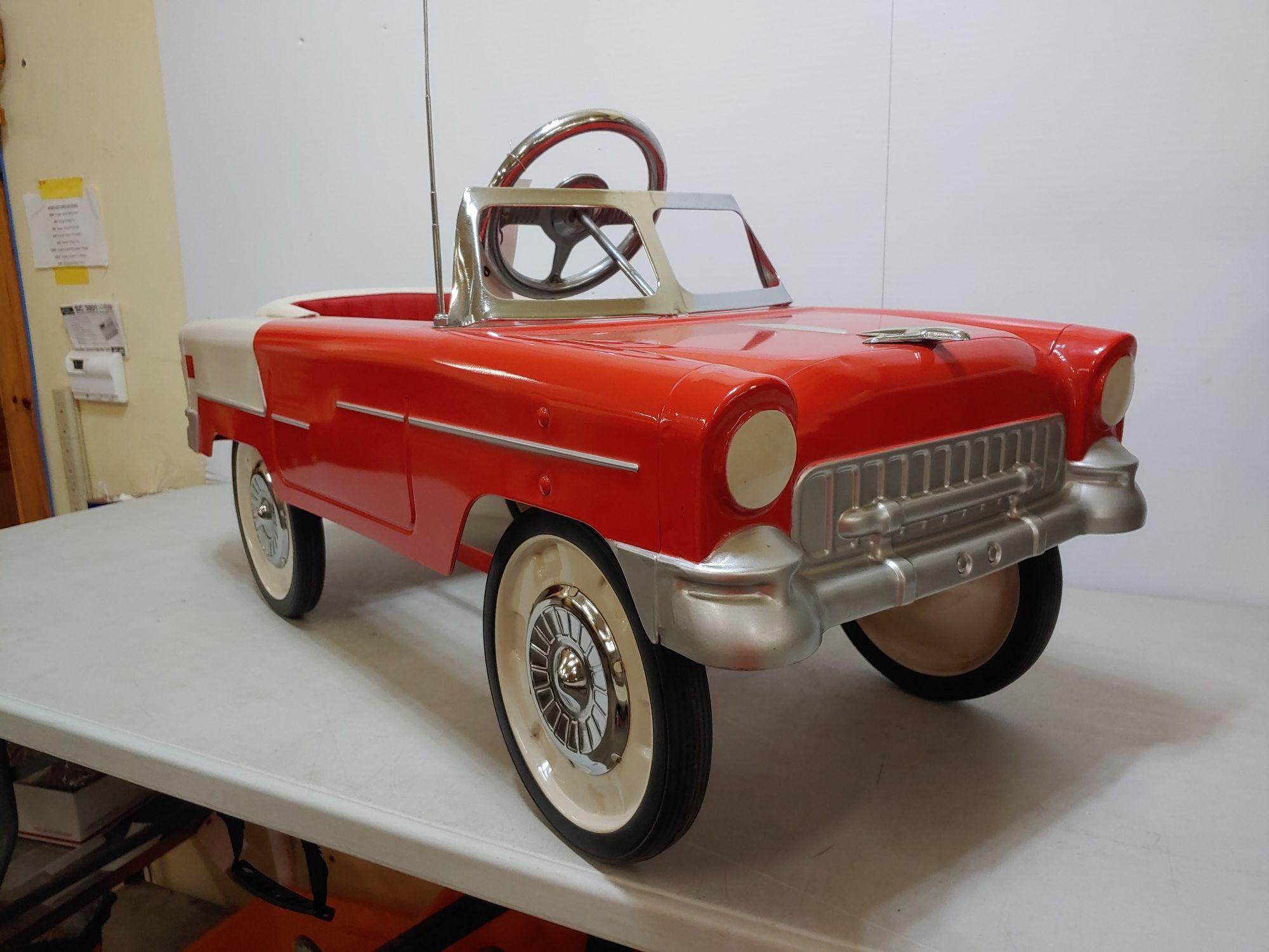 1955 Chevy Metal Pedal Car With Vinyl Seat