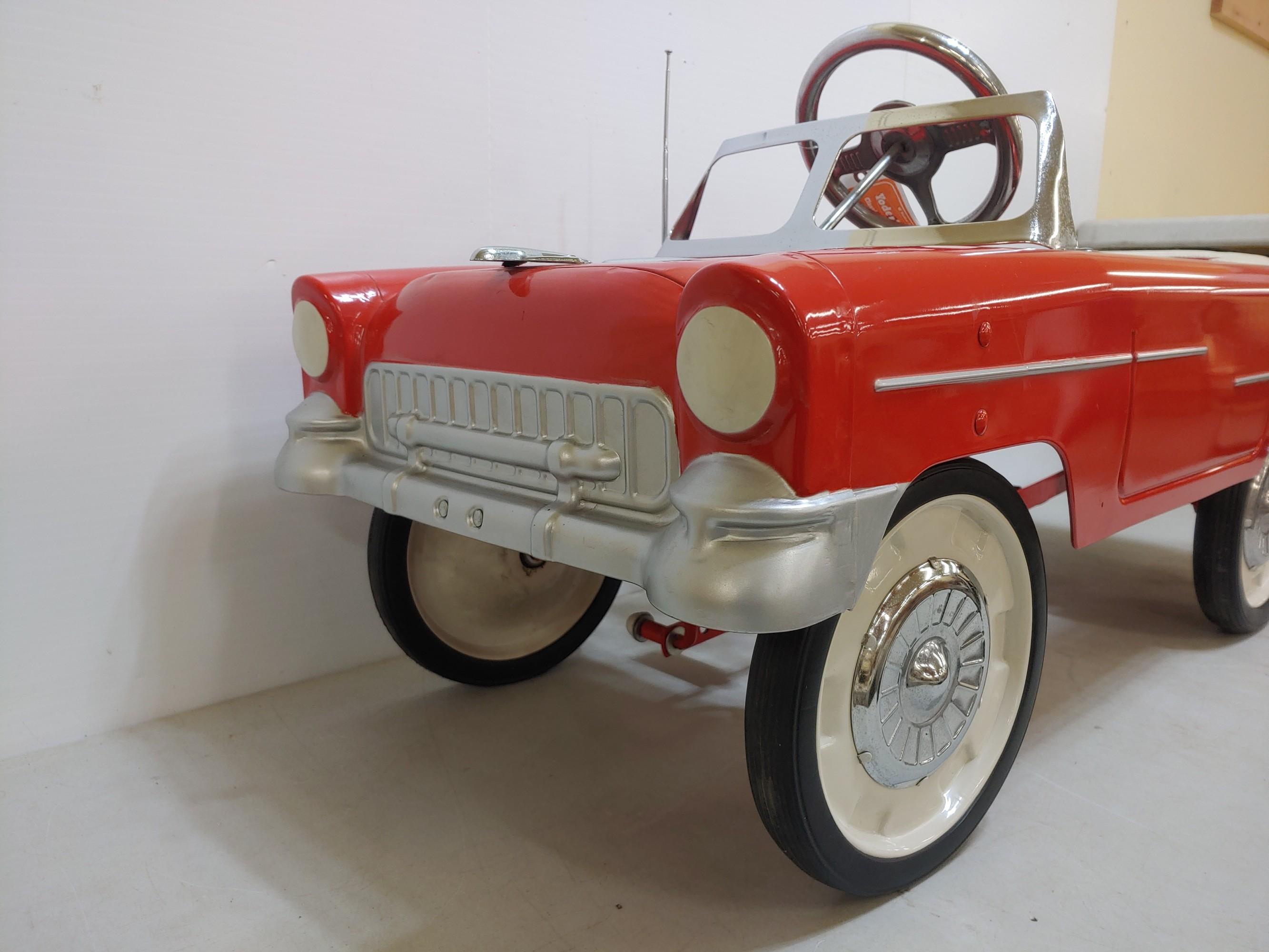 1955 Chevy Metal Pedal Car With Vinyl Seat