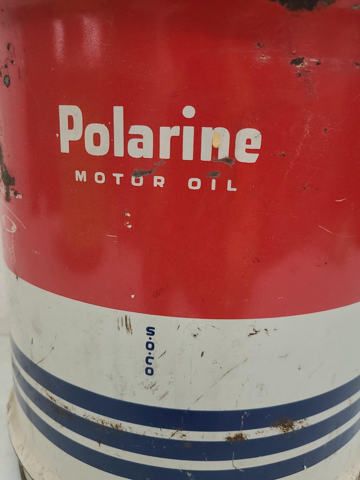 Polarine 5 Gallon Oil Can, Shell 5 Gallon Gas Can.