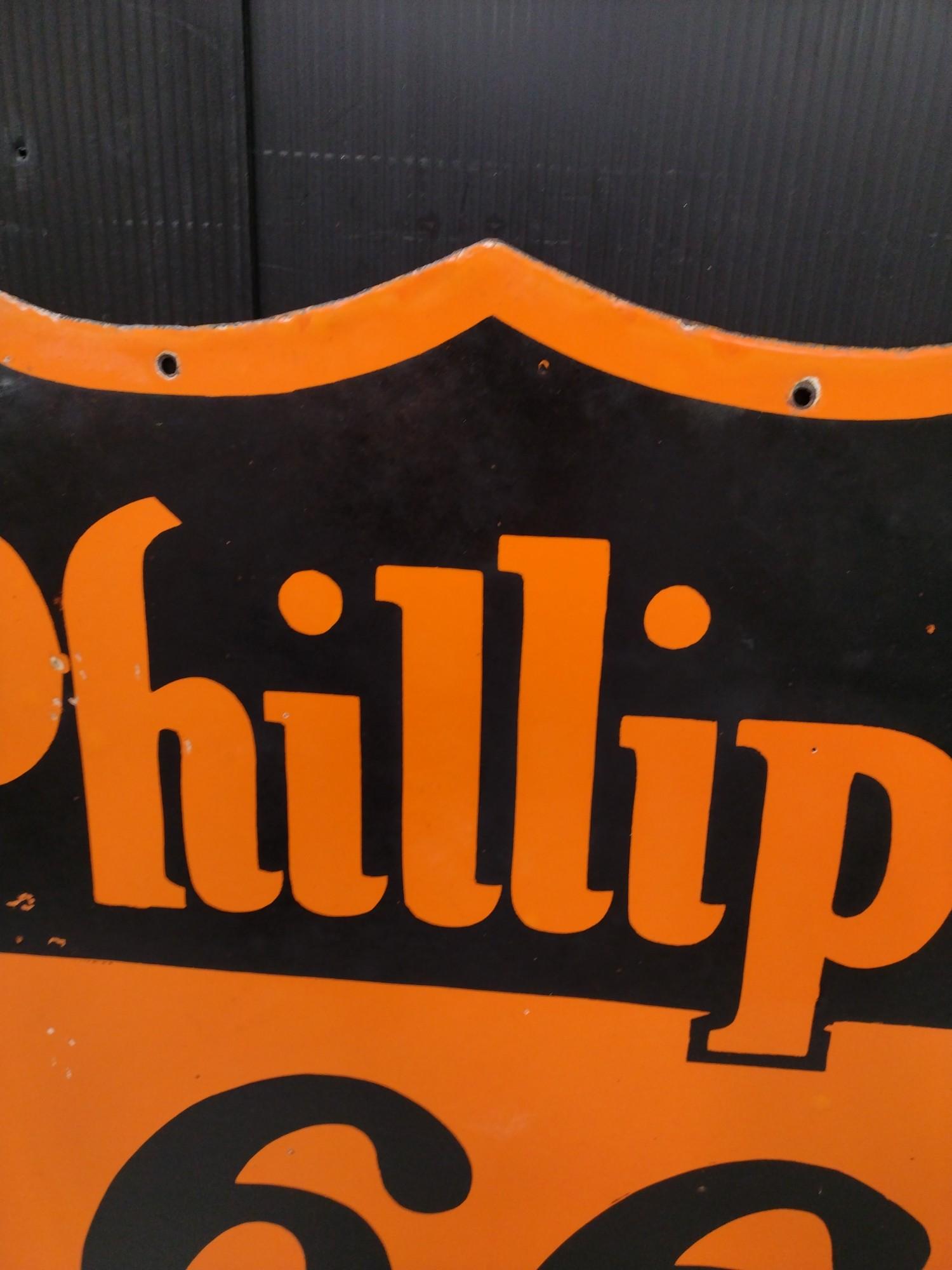 Double Sided Porcelain Phillips 66 Sign