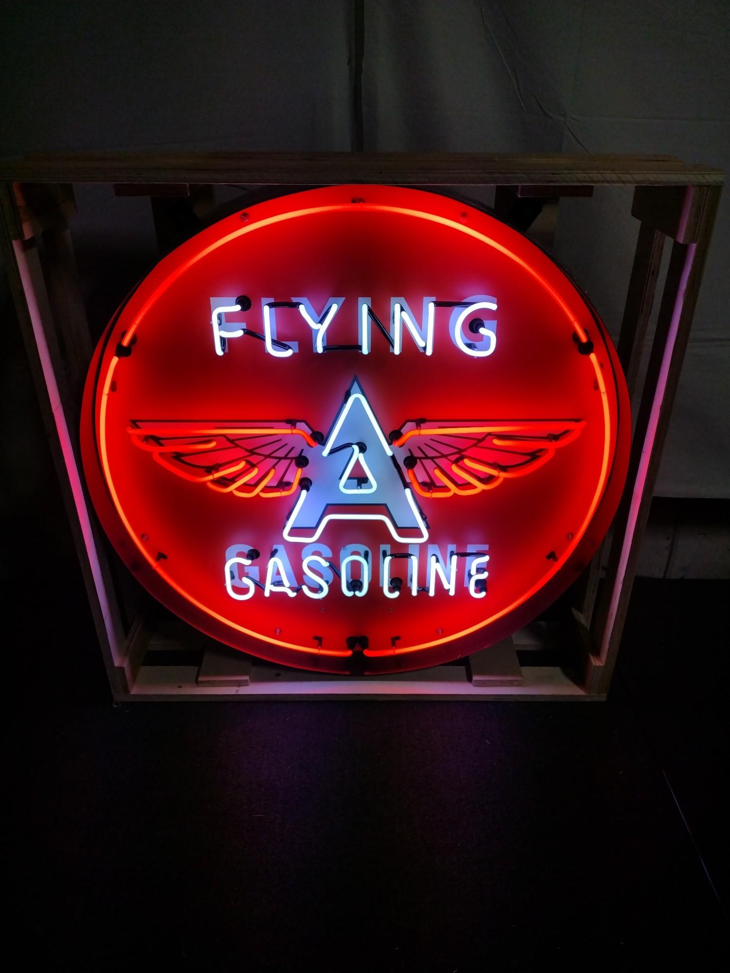 Neon Flying A Gasoline Advertisement Sign