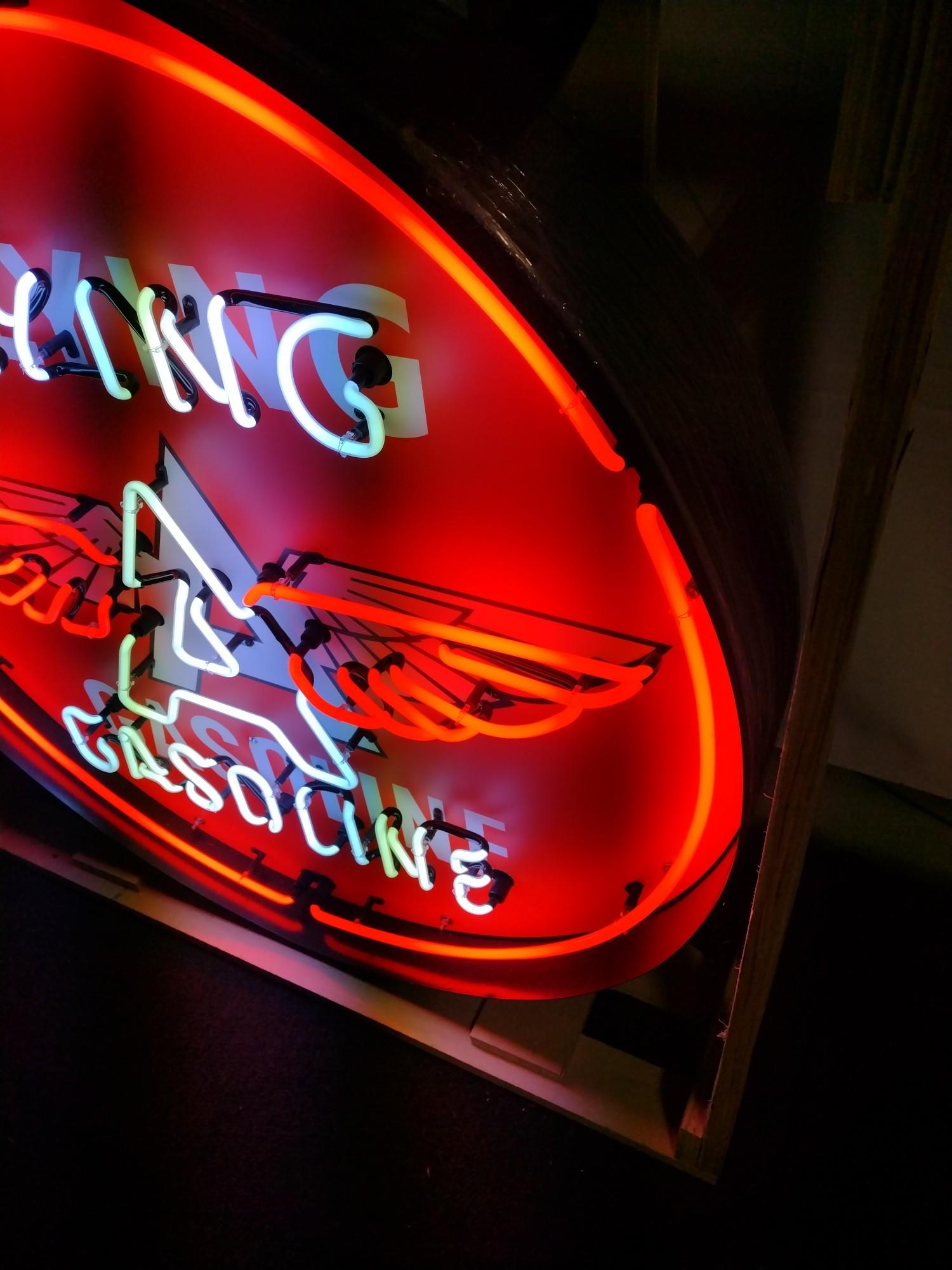 Neon Flying A Gasoline Advertisement Sign