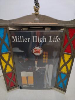 Three-Sided Miller High Life Lighted Hanging Clock