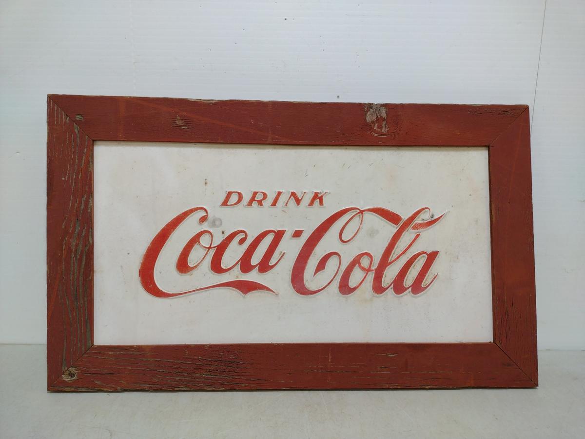 Vintage Embossed SSM Framed Coca-Cola Sign.