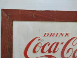 Vintage Embossed SSM Framed Coca-Cola Sign.