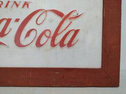 Vintage Embossed SSM Framed Coca-Cola Sign.