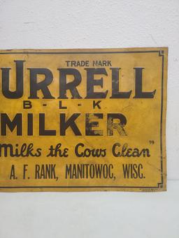 SST Embossed,  Burrell B-L-K  Milker Sign