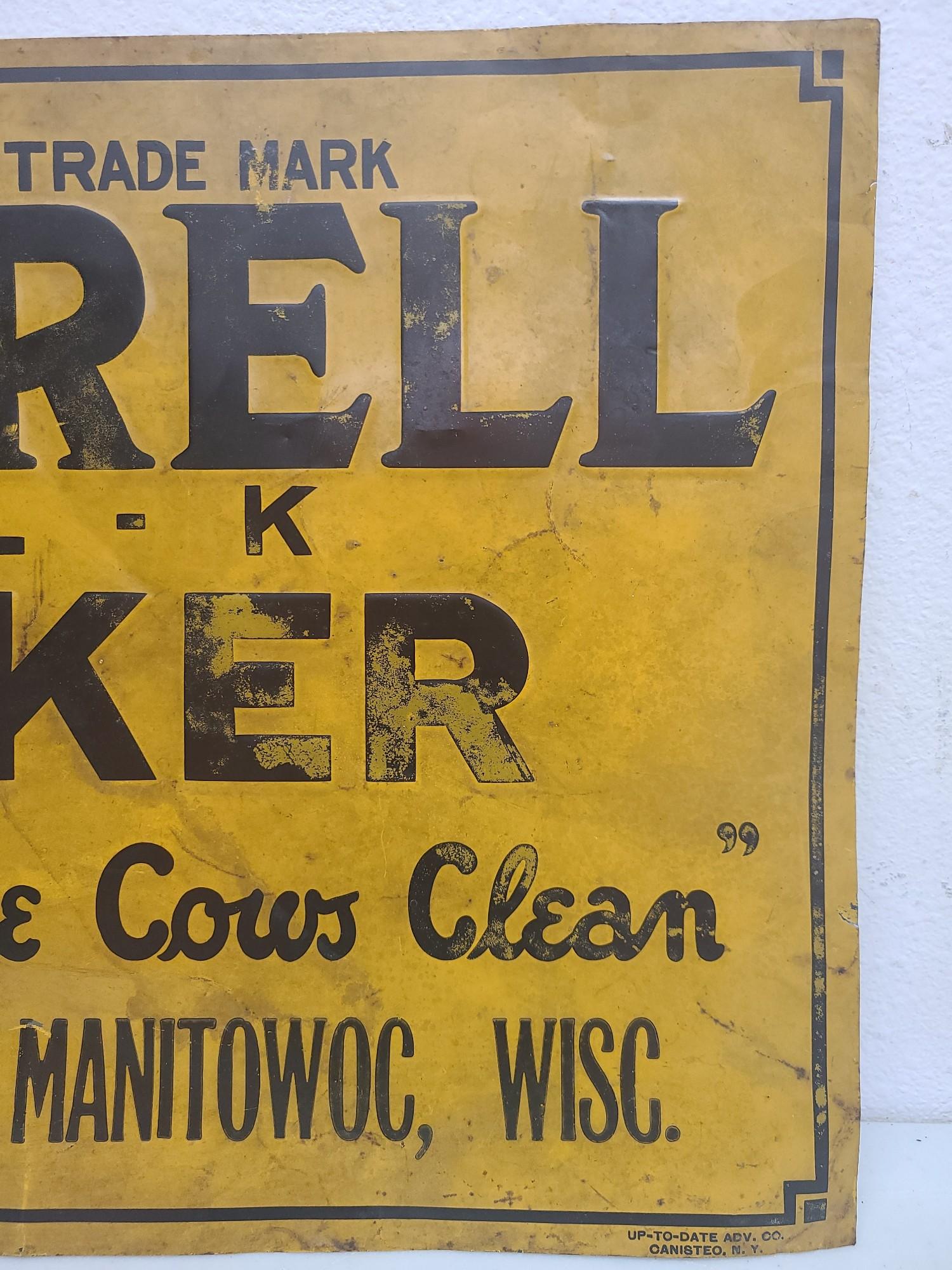 SST Embossed,  Burrell B-L-K  Milker Sign