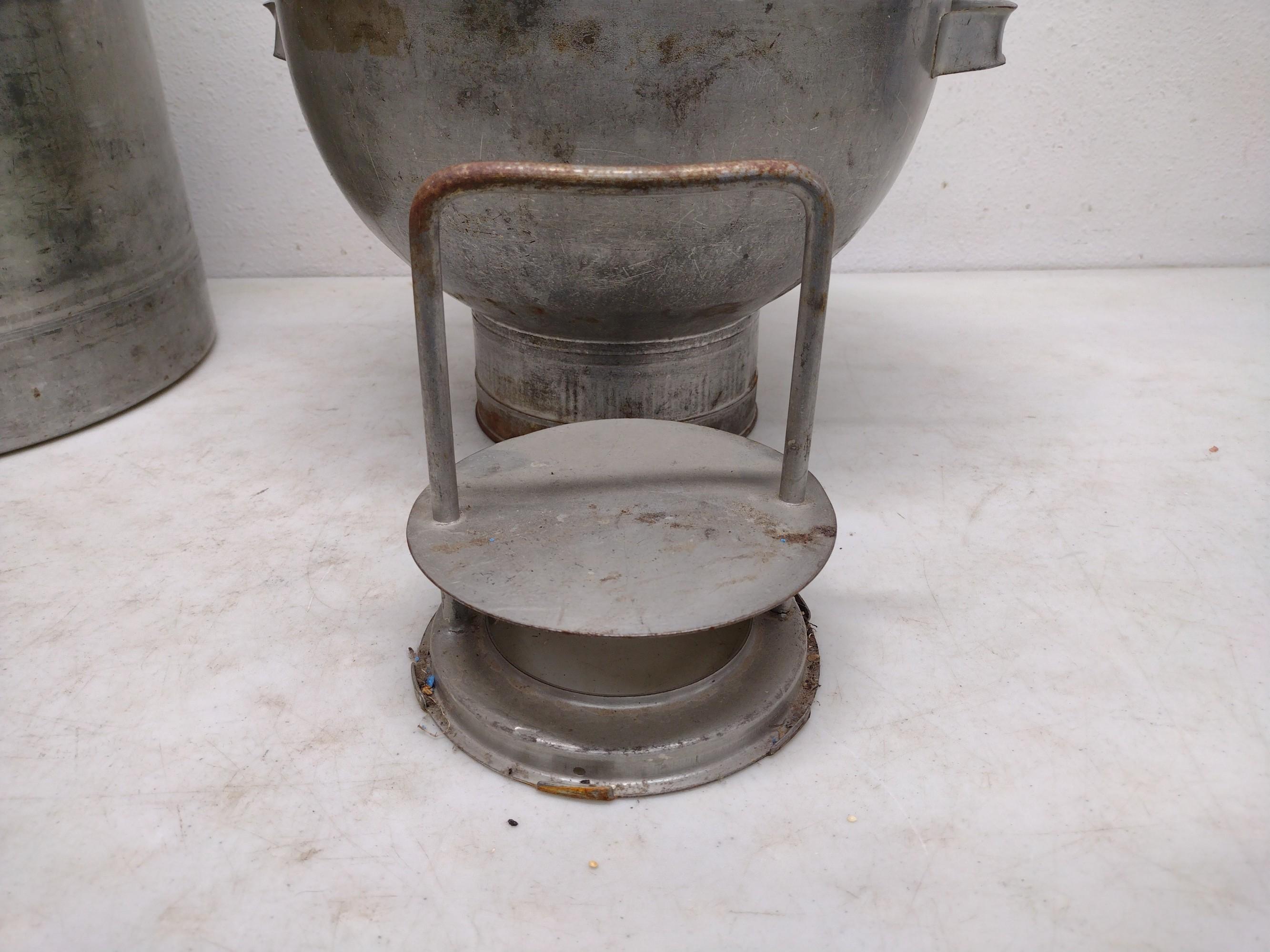 Firestone Sanaloy Stainless Steel Milk Can And Metal Milk Strainer