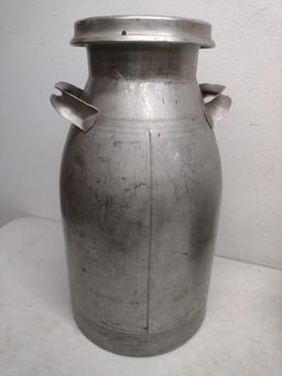 Firestone Sanaloy Stainless Steel Milk Can And Metal Milk Strainer