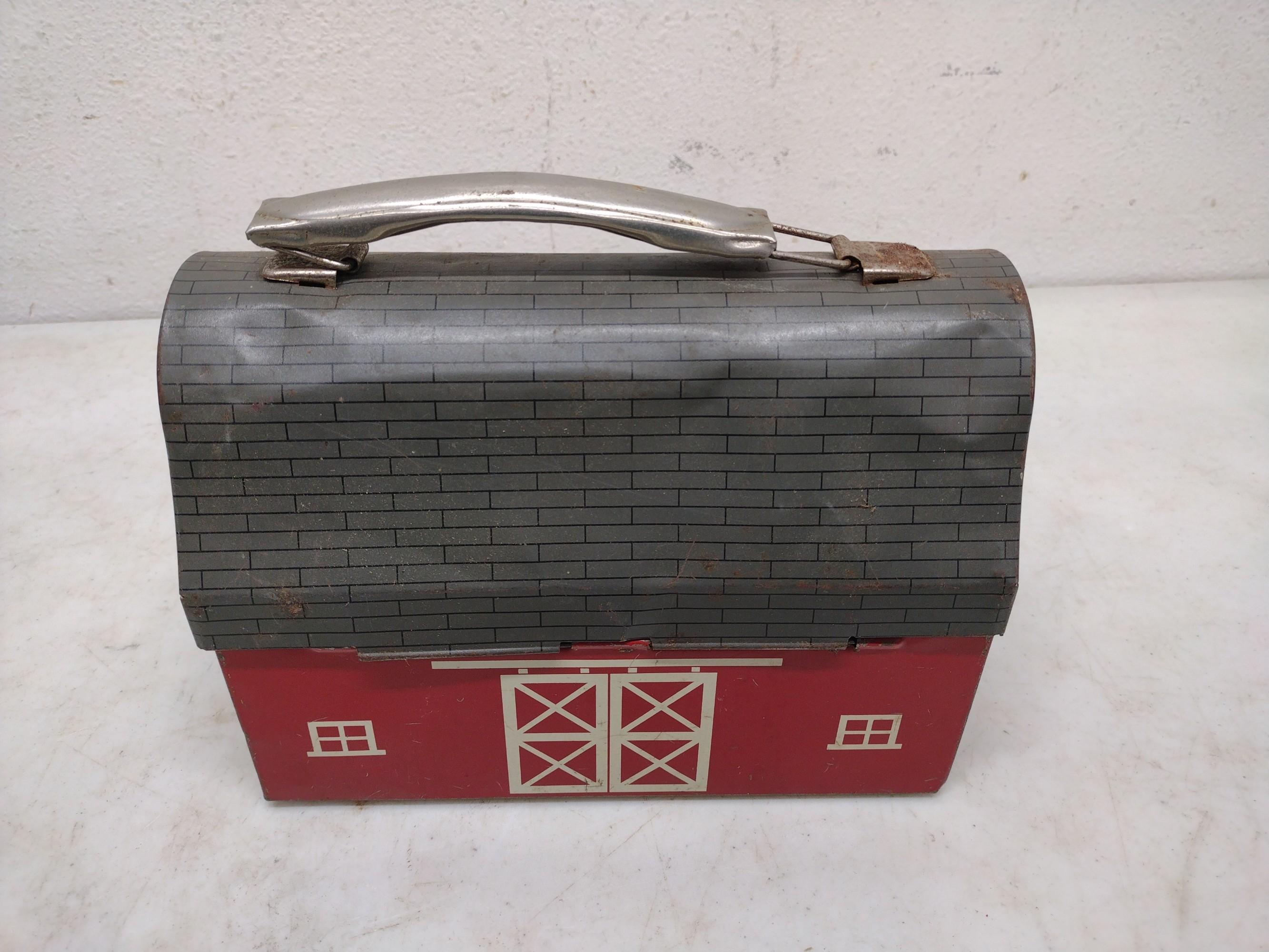 Vintage Metal Barn Lunch Boxes