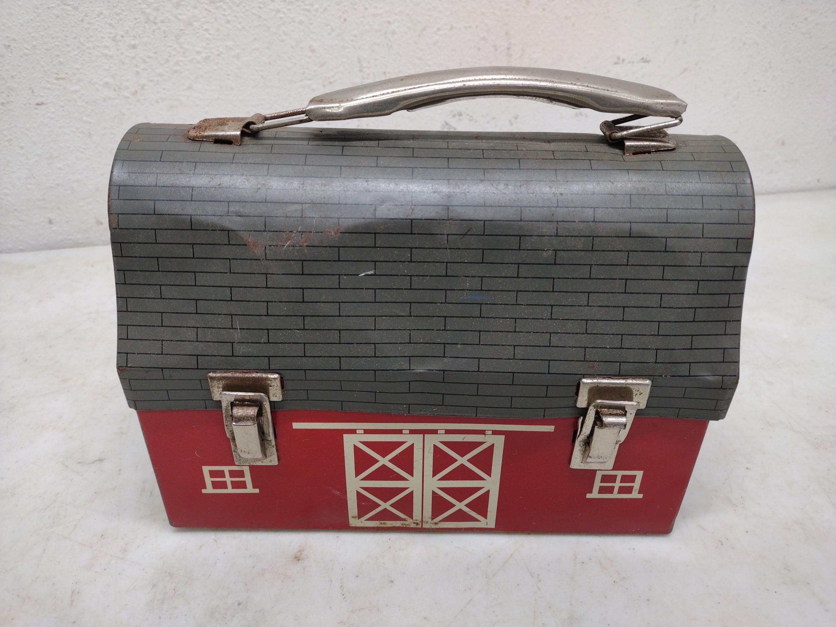 Vintage Metal Barn Lunch Boxes