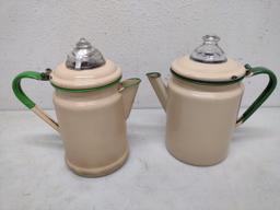 2 Enamelware Coffee Pots