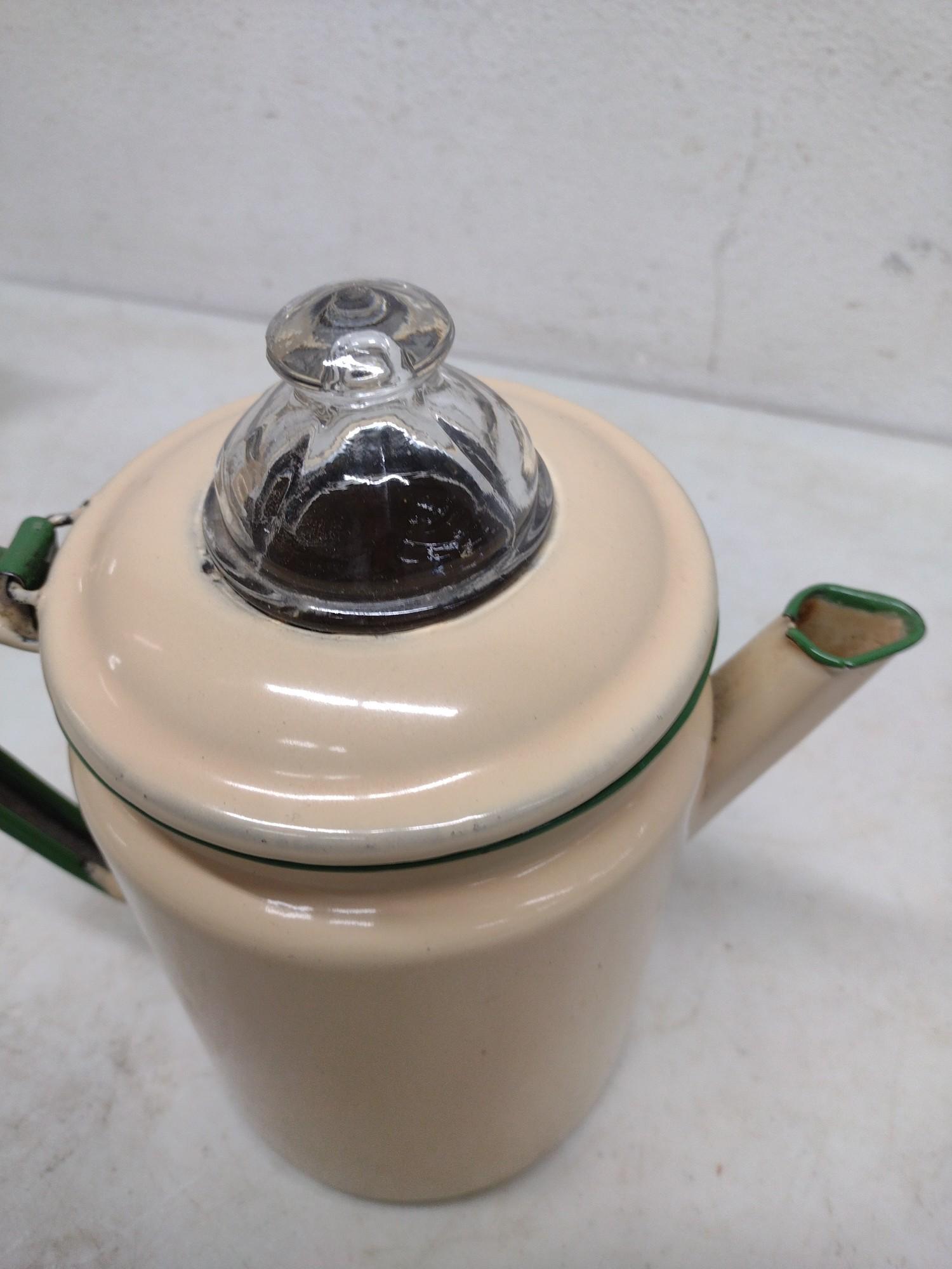 2 Enamelware Coffee Pots