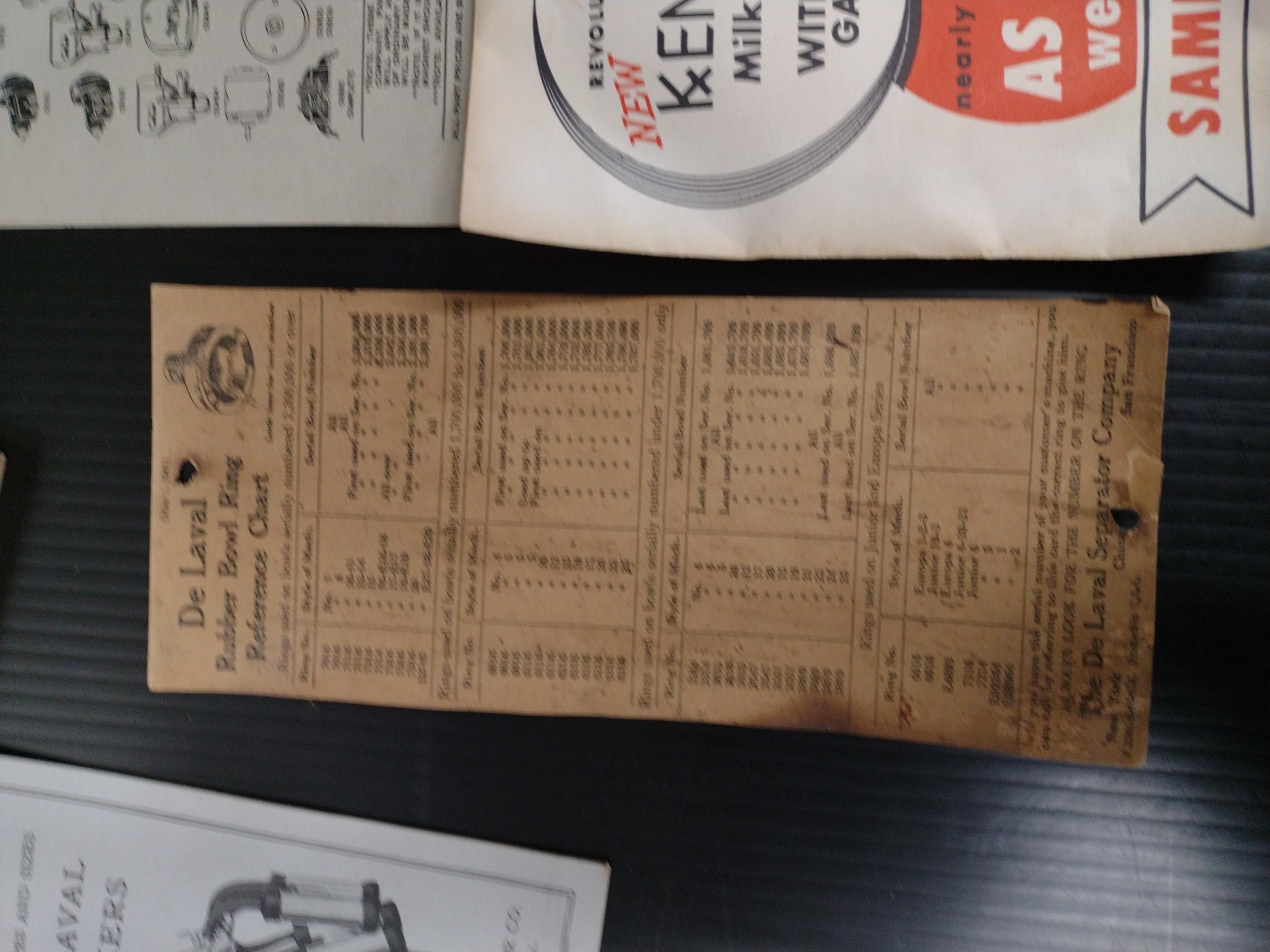 Late '40s Early 50s De Laval Paperwork And More