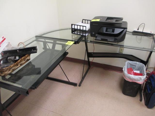 GLASS TOP DESK WITH RIGHT RETURN 24 X 60 X 60