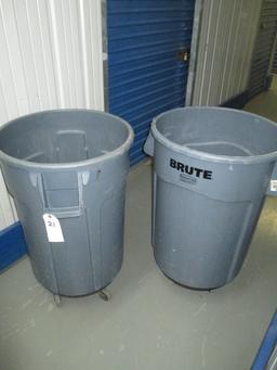 TRASH CANS-PAIR-NO LIDS-WITH CASTERS