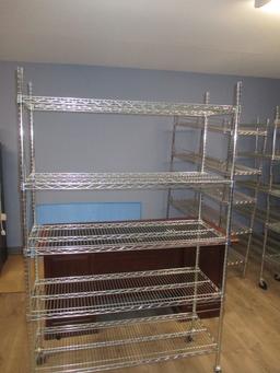 ROLLING-CHROME METRO STYLE SHELLVING 18 X 48 X 78 IN. WITH CASTERS