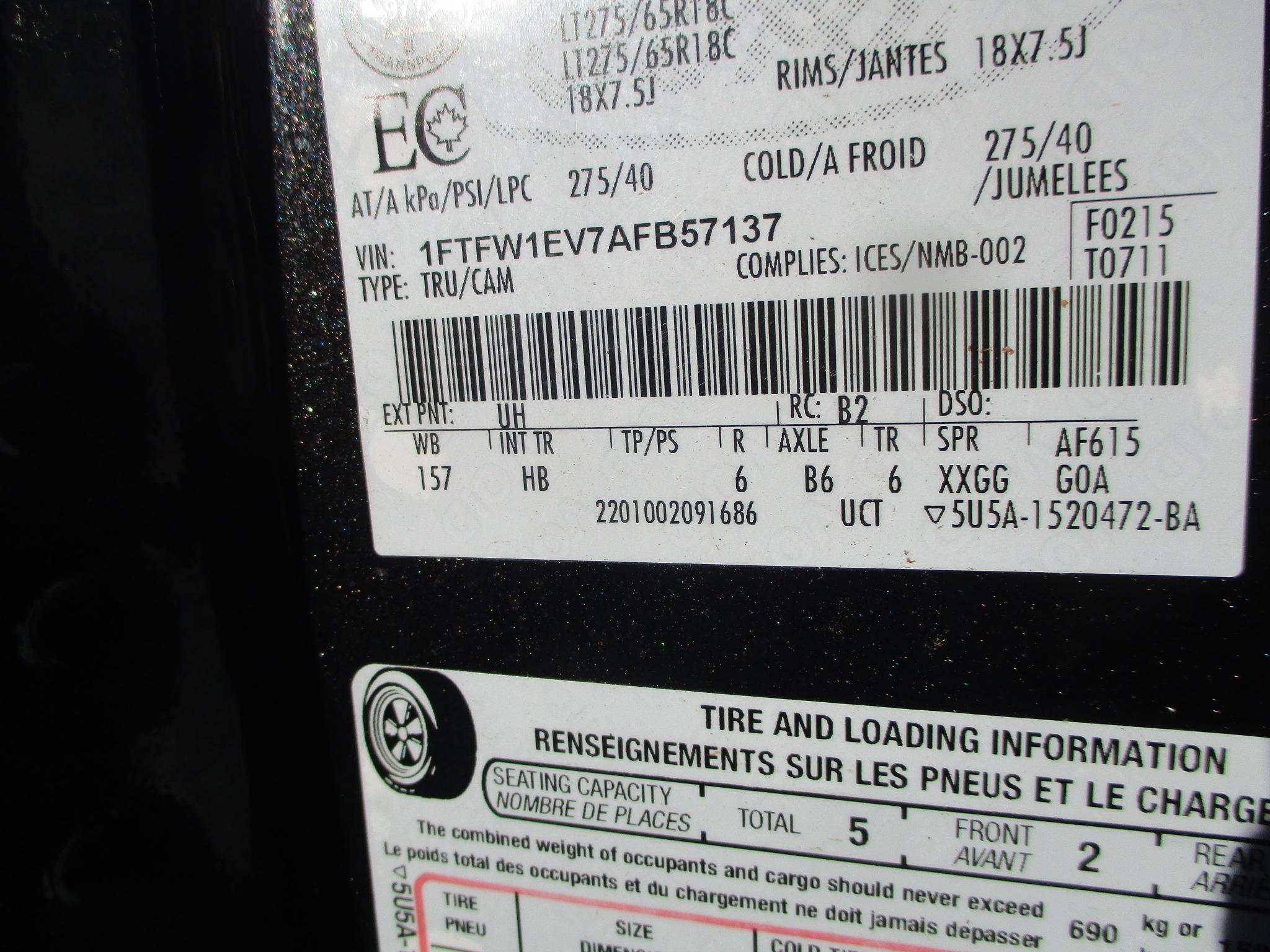 2010 FORD F-150 LARIAT  CREW CAB PICKUP 4 WD