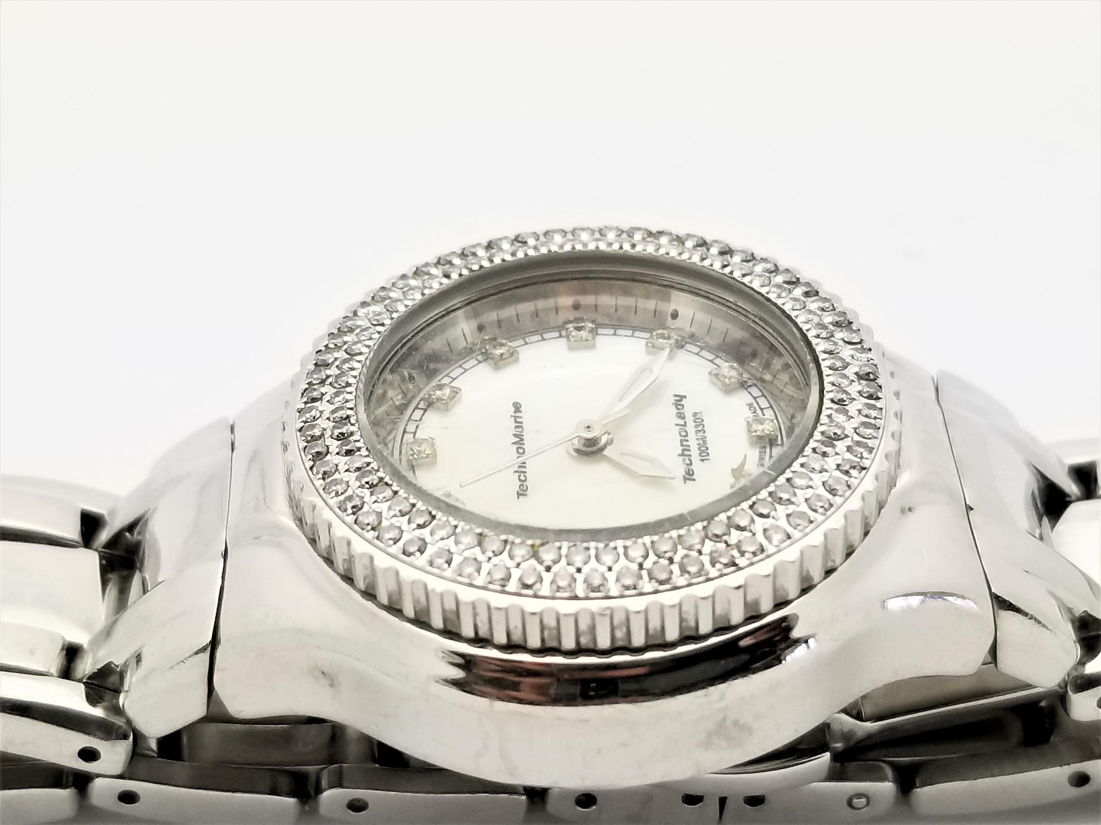 Womens TechnoMarine Technolady 100m Diamond Bezel & Diamond Dial Watch