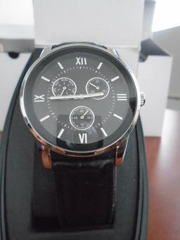 Allude Mens Watch, FMDAL586. black dial & faux leather band